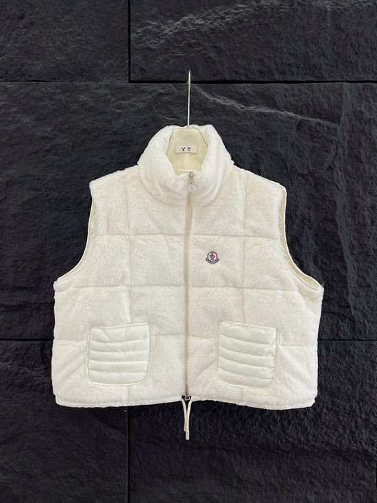 Moncler Jackets & Blazers - Moncler Cream Quilted Sherpa Vest - Women's Sleeveless Puffer